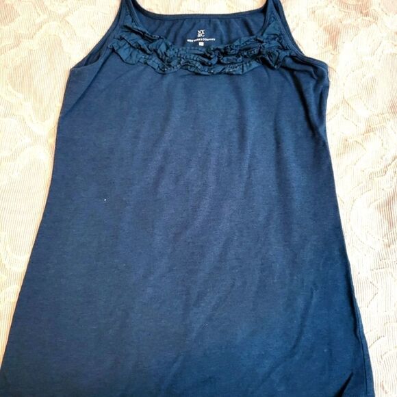 Blue NY&Co tank top with ruffle detail Size extra small - Picture 1 of 3